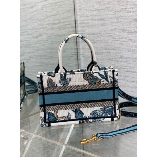 Replica Dior Mini Book Tote con tracolla Toile de Jouy Mexico Ricamo Blu Replica Dior Mini Book Tote con tracolla Toile de Jouy Mexico Ricamo Blu