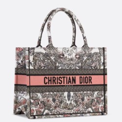 Borsa tote Dior media con libro Farfalla intorno al mondo ricamato