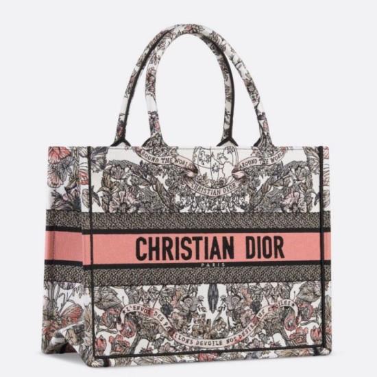Replica Borsa tote Dior media con libro Farfalla intorno al mondo ricamato Replica Borsa tote Dior media con libro Farfalla intorno al mondo ricamato