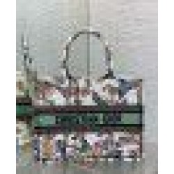Borsa tote Dior Medium Book Toile de Jouy Mexico Ricamo Bianco