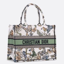 Borsa tote Dior Medium Book Toile de Jouy Mexico Ricamo Bianco