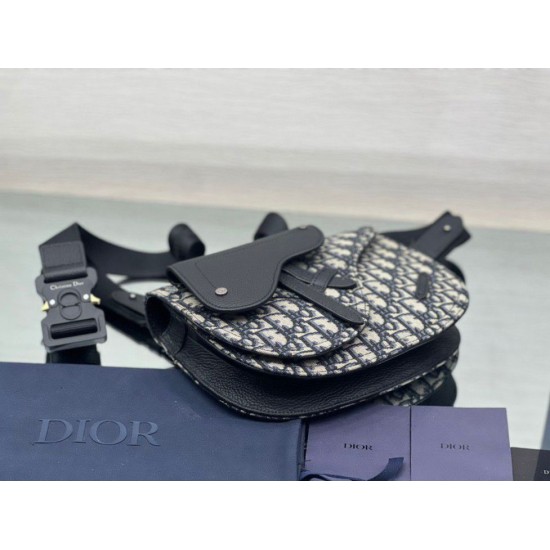 Replica Custodia da uomo Dior Saddle Dior Oblique Jacquard nera
