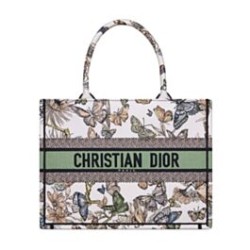 Christian Dior Borsa tote media Dior Book Crema Ricamata con motivo Toile de Jouy Mexico bianco multicolor