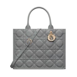 Christian Dior Borsa tote media Dior Book Grigia Motivo Macrocannage