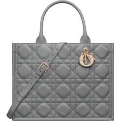 Christian Dior Borsa tote media Dior Book Grigia Motivo Macrocannage