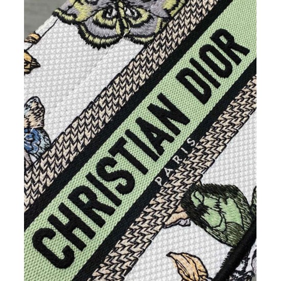 Replica Christian Dior Mini Dior Book Tote Bag verde con cinturino ricamato con motivo Toile de Jouy Mexico