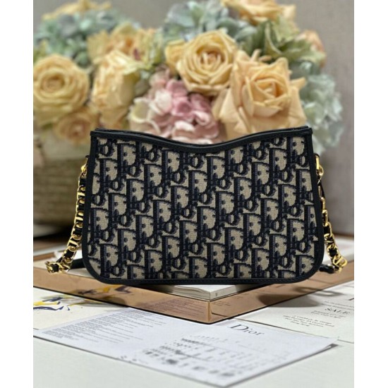 Replica Mini borsa hobo Christian Dior CD Signature Blu scuro Replica Mini borsa hobo Christian Dior CD Signature Blu scuro