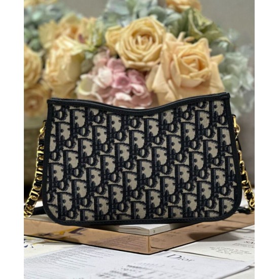 Replica Mini borsa hobo Christian Dior CD Signature Blu scuro Replica Mini borsa hobo Christian Dior CD Signature Blu scuro