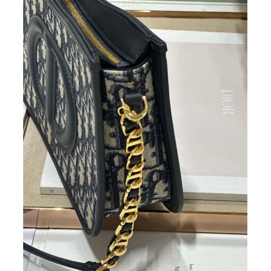 Replica Mini borsa hobo Christian Dior CD Signature Blu scuro Replica Mini borsa hobo Christian Dior CD Signature Blu scuro