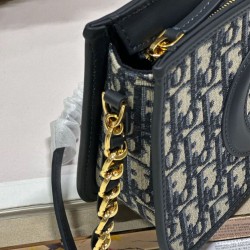 Mini borsa hobo Christian Dior CD Signature Blu scuro