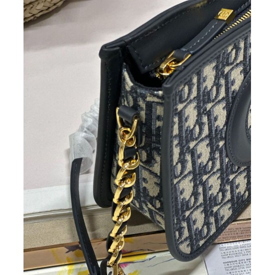 Replica Mini borsa hobo Christian Dior CD Signature Blu scuro Replica Mini borsa hobo Christian Dior CD Signature Blu scuro