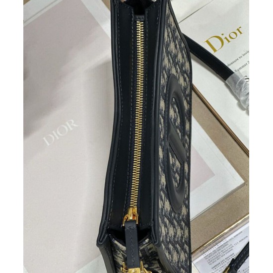 Replica Mini borsa hobo Christian Dior CD Signature Blu scuro Replica Mini borsa hobo Christian Dior CD Signature Blu scuro