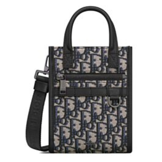Replica Mini borsa tote Christian Dior Safari Nord-Sud Jacquard Dior Oblique blu scuro Replica Mini borsa tote Christian Dior Safari Nord-Sud Jacquard Dior Oblique blu scuro