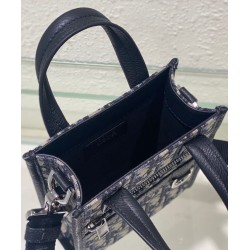 Mini borsa tote Christian Dior Safari Nord-Sud Jacquard Dior Oblique blu scuro Mini borsa tote Christian Dior Safari Nord-Sud Jacquard Dior Oblique blu scuro