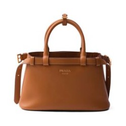 Borsa tote piccola Prada con cintura 1BA418 Caffè