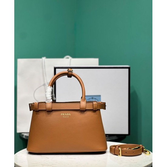 Replica Borsa tote piccola Prada con cintura 1BA418 Caffè Replica Borsa tote piccola Prada con cintura 1BA418 Caffè