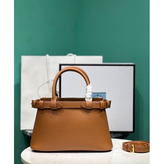 Replica Borsa tote piccola Prada con cintura 1BA418 Caffè Replica Borsa tote piccola Prada con cintura 1BA418 Caffè