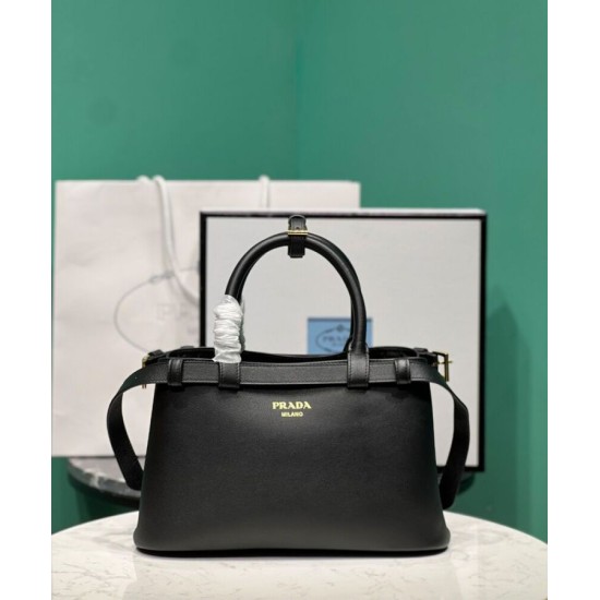 Replica Borsa tote piccola Prada con cintura 1BA418 nera Replica Borsa tote piccola Prada con cintura 1BA418 nera