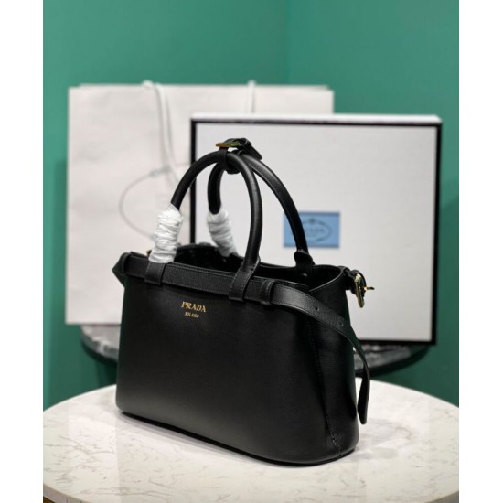 Replica Borsa tote piccola Prada con cintura 1BA418 nera Replica Borsa tote piccola Prada con cintura 1BA418 nera