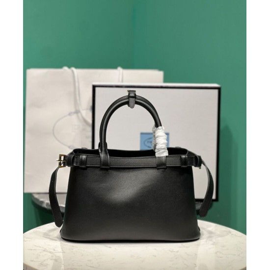 Replica Borsa tote piccola Prada con cintura 1BA418 nera Replica Borsa tote piccola Prada con cintura 1BA418 nera