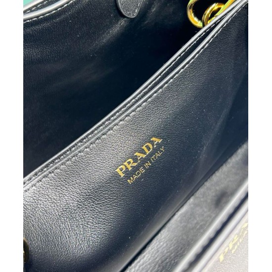 Replica Borsa tote piccola Prada con cintura 1BA418 nera Replica Borsa tote piccola Prada con cintura 1BA418 nera