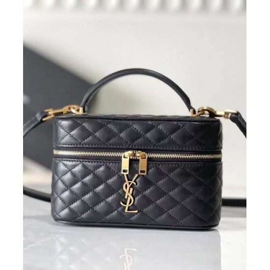 Replica Borsa da toilette YSL Saint Laurent Gaby mini con cerniera nera Replica Borsa da toilette YSL Saint Laurent Gaby mini con cerniera nera