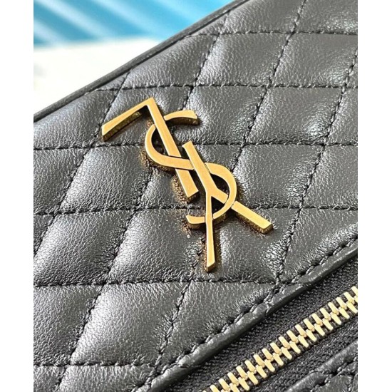 Replica Borsa da toilette YSL Saint Laurent Gaby mini con cerniera nera Replica Borsa da toilette YSL Saint Laurent Gaby mini con cerniera nera