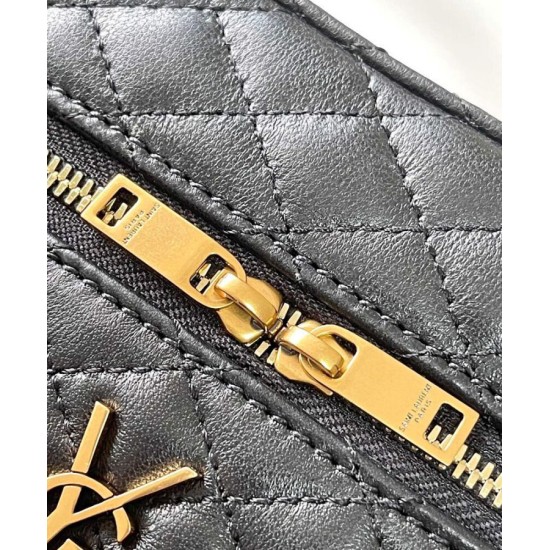 Replica Borsa da toilette YSL Saint Laurent Gaby mini con cerniera nera Replica Borsa da toilette YSL Saint Laurent Gaby mini con cerniera nera