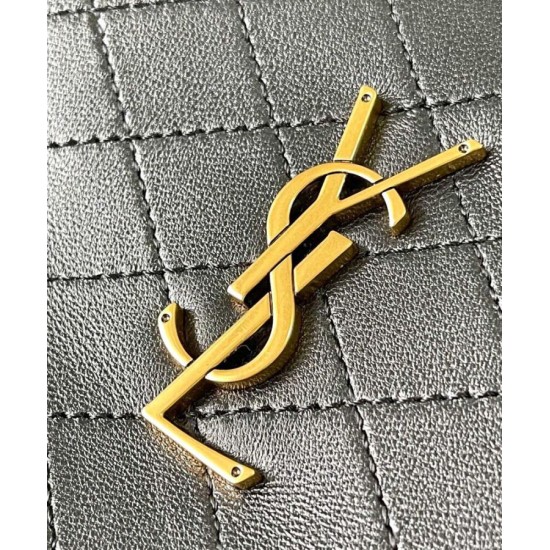 Replica Borsone YSL Saint Laurent Lyia con cassandre e impunture trapuntate a rombi nere