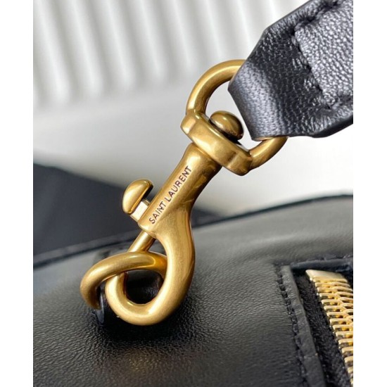 Replica Borsone YSL Saint Laurent Lyia con cassandre e impunture trapuntate a rombi nere