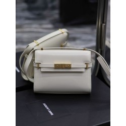Borsa a tracolla mini YSL Saint Laurent Manhattan Bianca