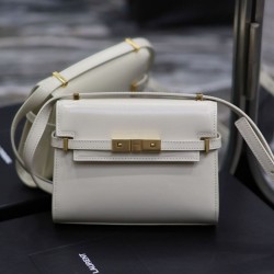 Borsa a tracolla mini YSL Saint Laurent Manhattan Bianca