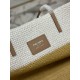 Replica Prada Borsa tote grande Prada all'uncinetto in filato effetto rafia Beige/Bianco