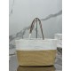 Replica Prada Borsa tote grande Prada all'uncinetto in filato effetto rafia Beige/Bianco