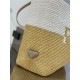 Replica Prada Borsa tote grande Prada all'uncinetto in filato effetto rafia Beige/Bianco