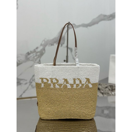 Replica Prada Borsa Tote Prada Crochet piccola Borsa Prada in filato effetto rafia Beige/Bianco Replica Prada Borsa Tote Prada Crochet piccola Borsa Prada in filato effetto rafia Beige/Bianco