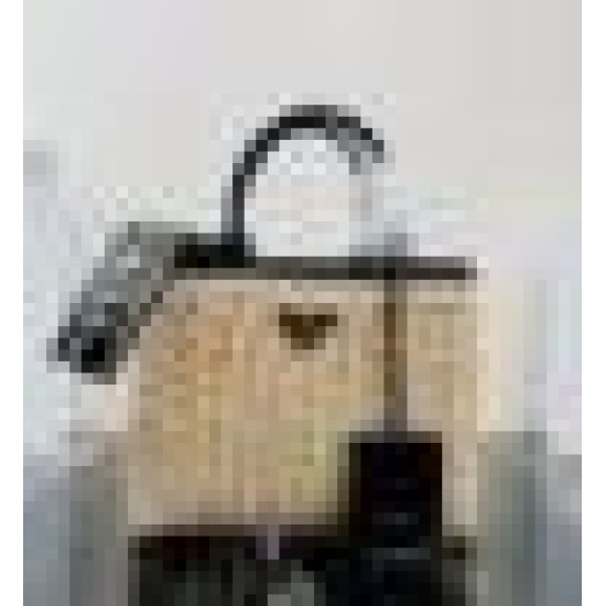 Replica Borsa Tote Prada in vimini e tela nera