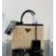 Replica Borsa Tote Prada in vimini e tela nera