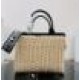 Replica Borsa Tote Prada in vimini e tela nera