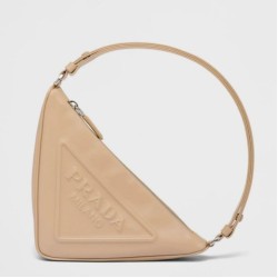 Borsa a tracolla triangolare Prada Beige