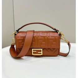 Borsa media Fendi Baguette Borsa Fendi con motivo FF Marrone