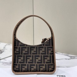 Fendi Mini Fendessencehobo Fendi Bag Miniborsa in tessuto FF Marrone