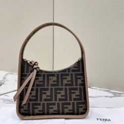 Fendi Mini Fendessencehobo Fendi Bag Miniborsa in tessuto FF Marrone