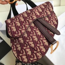 Marsupio Dior Saddle Tela bordeaux obliqua
