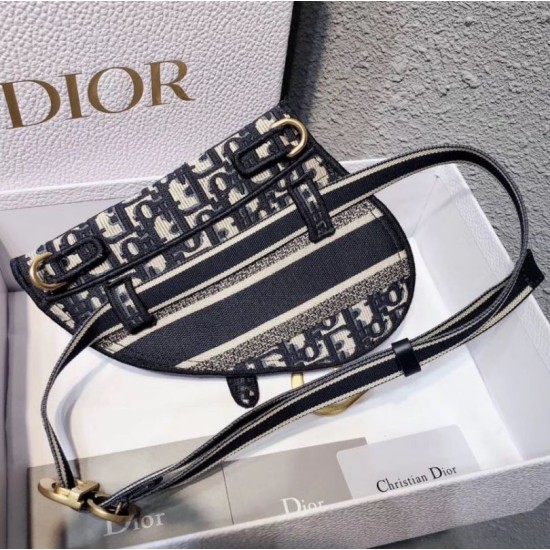 Replica Dior Saddle Pouch Marsupio Oblique Tela Blu