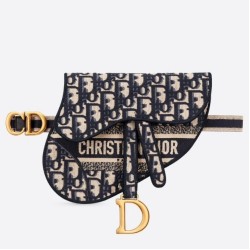Dior Saddle Pouch Marsupio Oblique Tela Blu