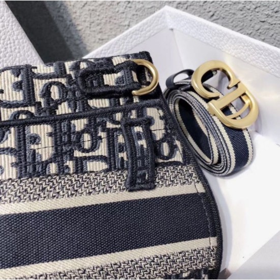 Replica Dior Saddle Pouch Marsupio Oblique Tela Blu