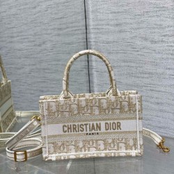 Borsa Dior Mini Book Tote con tracolla Borsa Dior Ricamo Dior Oblique color oro