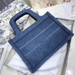 Dior Mini Book Tote Borsa Dior Tela Obliqua Denim Blu