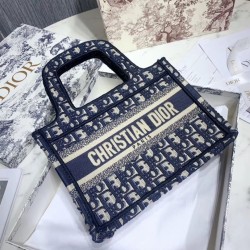 Dior Mini Book Tote Borsa Dior Oblique Canvas Blu